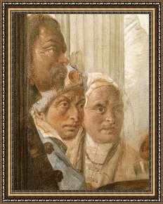 Cleopatra Testing Poisons on Condemned Prisoners Cropped Framed Paintings - The Banquet of Cleopatra [detail #4] by Giovanni Battista Tiepolo